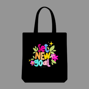 Set New Goal – Motivational Floral Art totebag