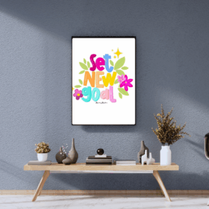 Set New Goal – Motivational Floral Art canvas print