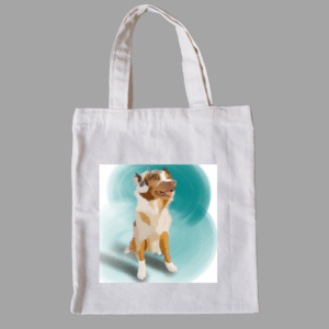 Joyful Dog Portrait in Digital Art Style totebag