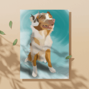 Joyful Dog Portrait in Digital Art Style Poster